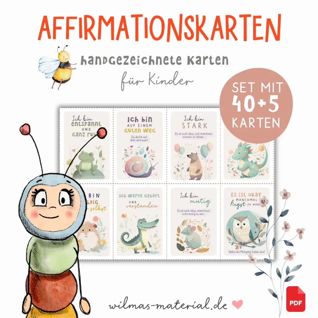 Affirmationskarten für Kinder Mutmacherkarten Achtsamkeit Selbstwert Kinder Affirmationen von Wilmas Material