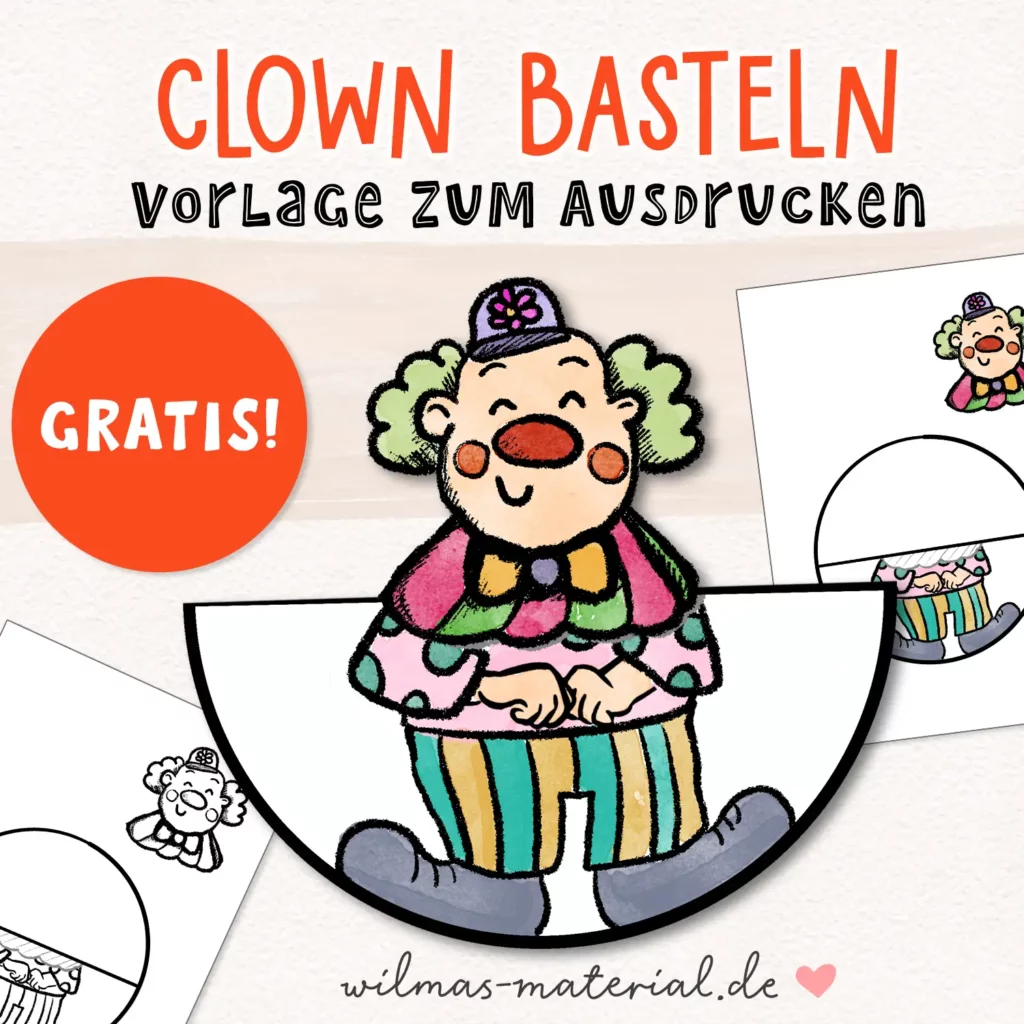 basteln mit kindern clown - karneval kita basteln von Wilmas Material