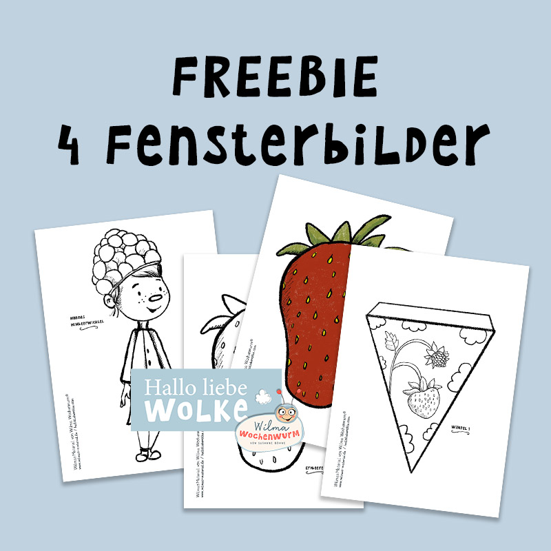 Freebie Eine Geschichte für Kinder im Sommer mit Fensterbild Vorlagen kostenlos Öl Trick Wichtel Erdbeerwichtel Projekt Erdbeeren Kindergarten Kita Krippe Grundschule