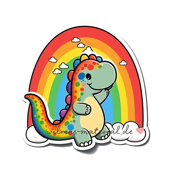 Farben lernen bunt Regenbogen Dinosaurier Ausmalbilder Wilma Wochenwurm