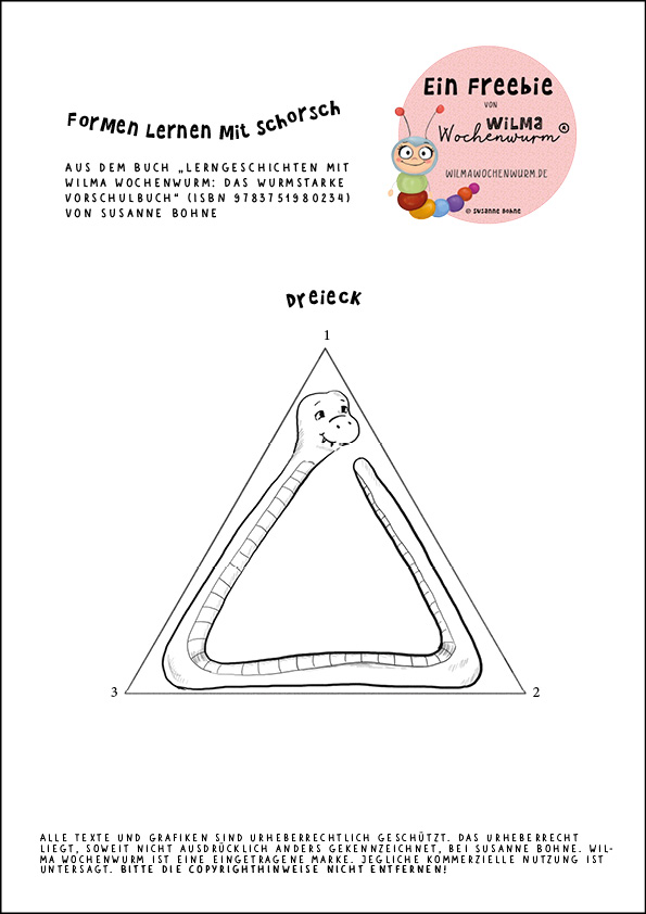 Freebie Formen Lernen aus Lerngeschichten mit Wilma Wochenwurm das wurmstarke Vorschulbuch von Susanne Bohne