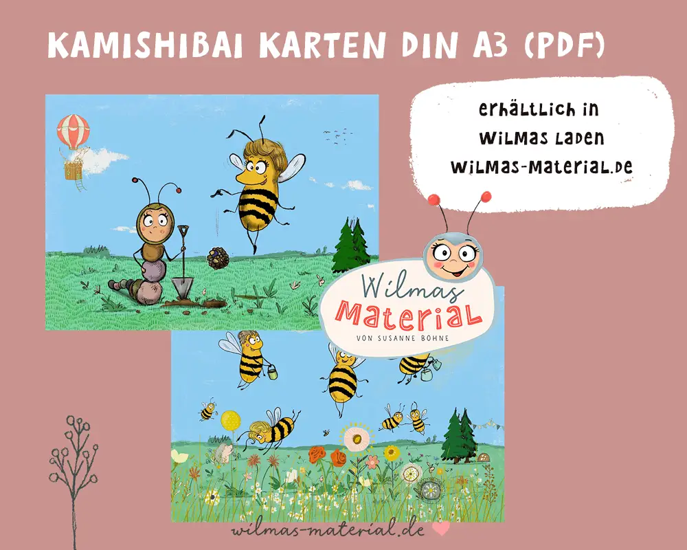 Kamishibai Karten Was essen Bienen Belinda Biene PDF Rettet die Bienen von Wilmas Material