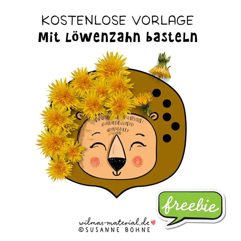 Löwenzahn basteln Pusteblume Druckvorlage Kostenlose Bastelvorlage Basteln im Kindergarten