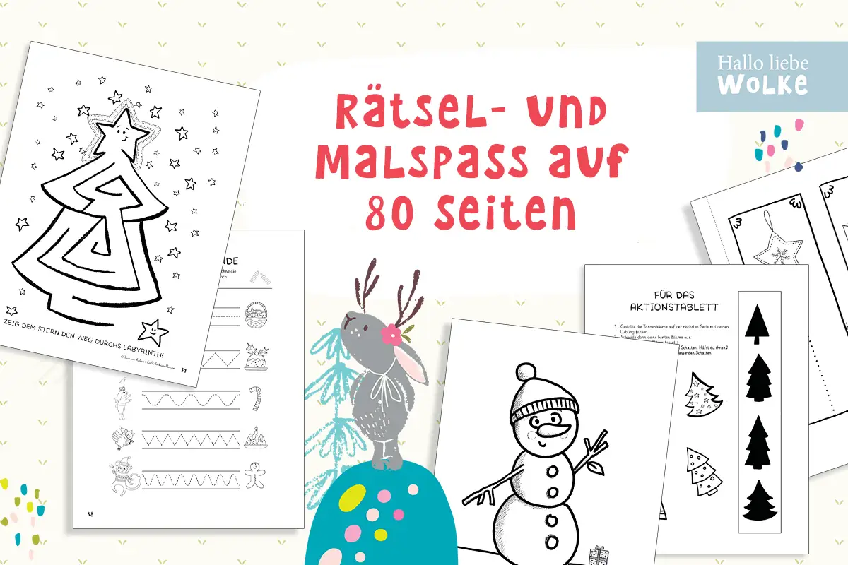 Malgeschichten und Raetselspass - Aktionstablett Schwunguebungen Ausschneiden ueben Arbeitsblaetter Vorschule - kreativ im Kindergarten- Mit Wilma Wochenwurm im Winter