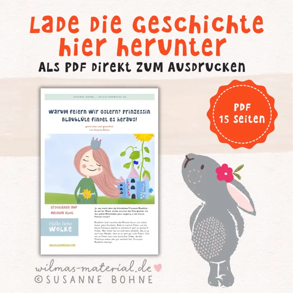 Ostergeschichten Ostern im Kindergarten Prinzessin Blaublüte Ostern Kindern erklärt Wilmas Material