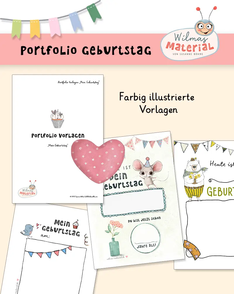 Portfolio Geburtstag kreative portfolio ideen kindergarten von Wilma Wochenwurm Geburtstagsseite kita geburtstag ideen