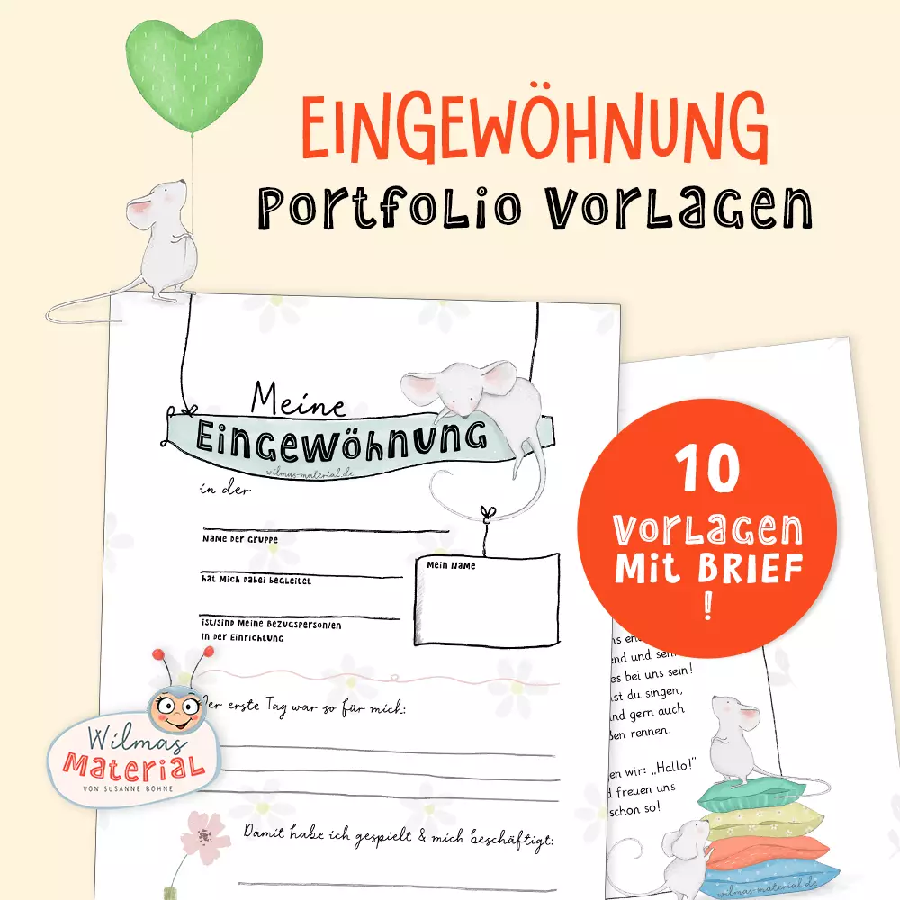 Portfolio Eingewöhnung Beispiel Vorlagen Kita erster Tag Wilma Wochenwurm Arbeitsblatt Entwicklungsordner Erzieherin Krippe ausdrucken Arbeitsblätter Eingewöhnungsbrief