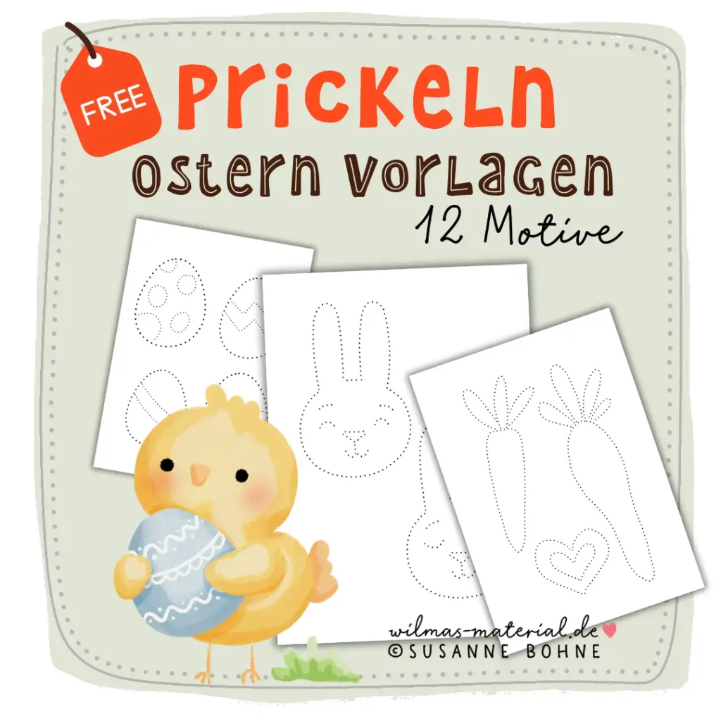 Prickelbilder Ostern prickeln vorlagen kostenlos pdf Wilmas Material