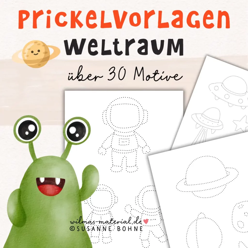 Prickelbilder Prickel Vorlagen Weltraum Weltall Universum Sonnensystem von Wilmas Material