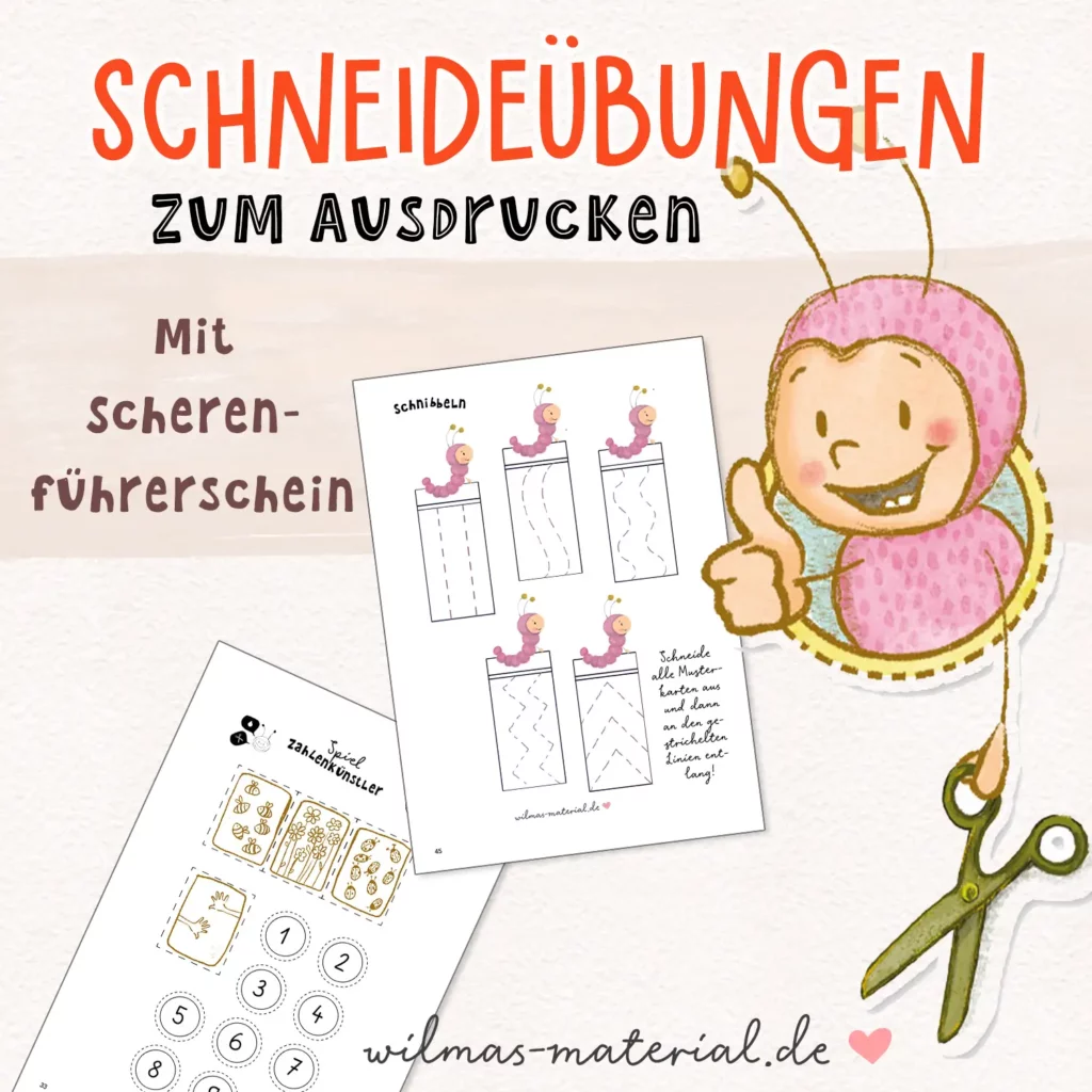 Schneideübungen zum Ausdrucken Kindergarten Schneiden lernen Wilmas Material