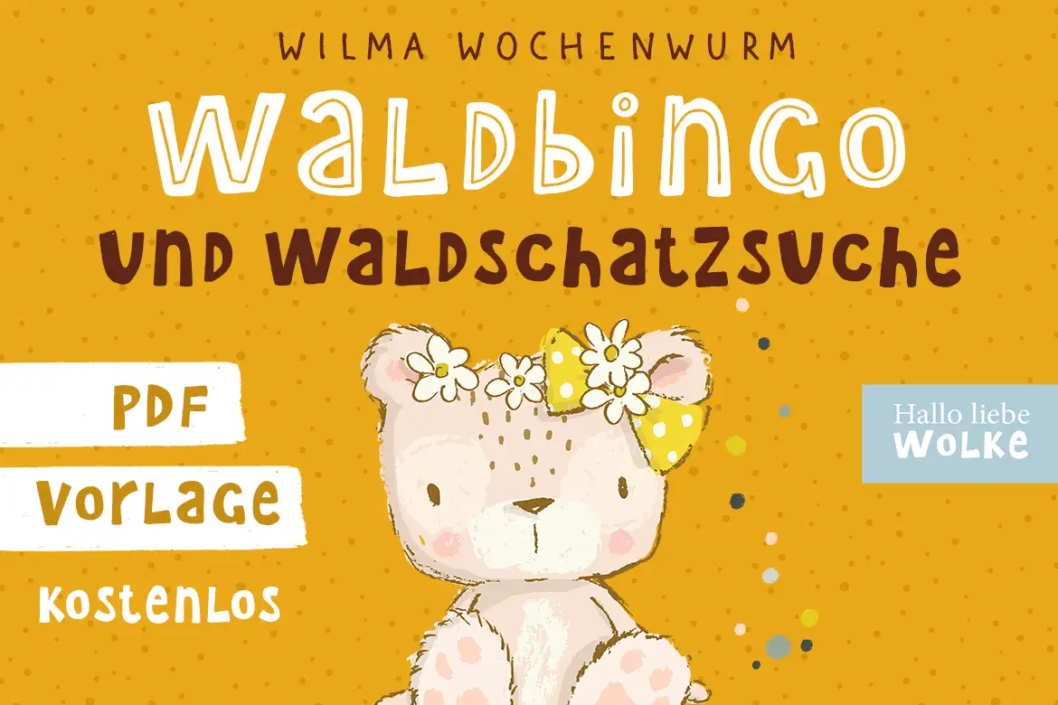 Waldbingo Waldschatzsuche Naturbingo Druckvorlage PDF Wilma Wochenwurm