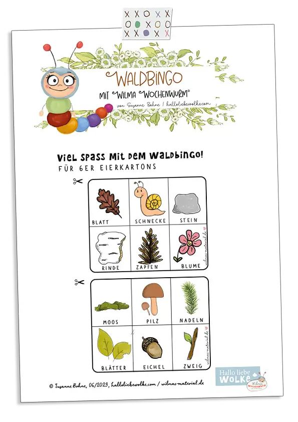 Waldbingo kostenlose Druckvorlage von Wilma Wochenwurm