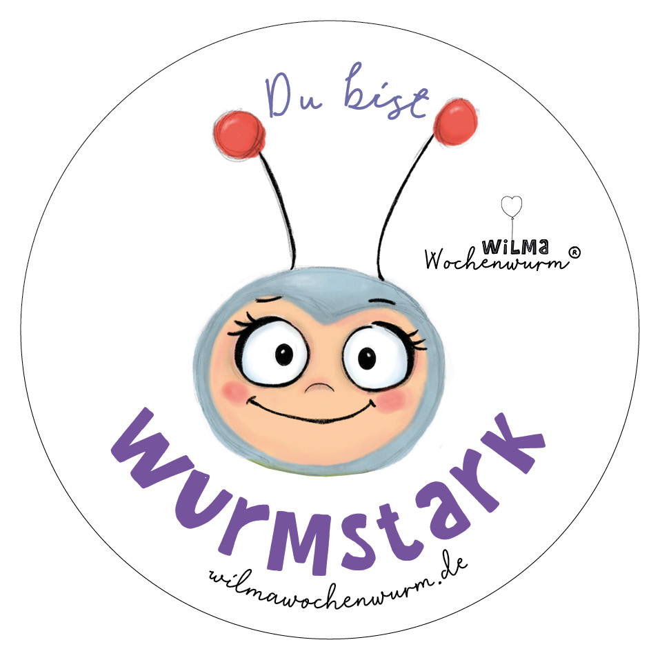 Wilma Wochenwurm wurmstarker Aufkleber Badge