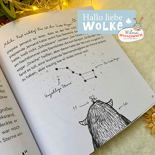 Wilma Wochenwurms wunderbare neue Weihnachtsgeschichte Weihnachtsgeschichten für Kinder zum Vorlesen Lesen Advent kostenlos Kita Kindergarten Ausdrucken Yeti Kinderbuch Sternbilder