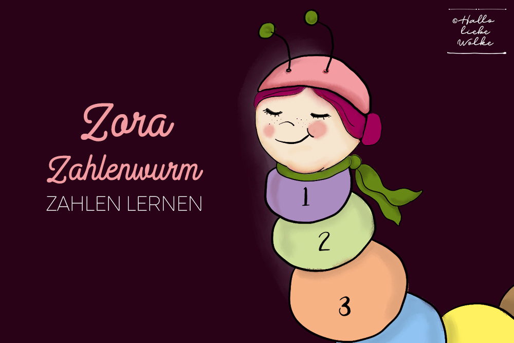 Zahlen lernen von 1-10 Zora Zahlenwurm Wilma Wochenwurm Kita Kindergarten Vorschule Lerngeschichte