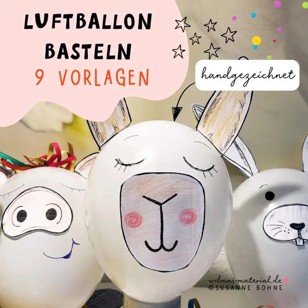 Vorlage luftballon für den Fasching im Kindergarten von Wilmas Material