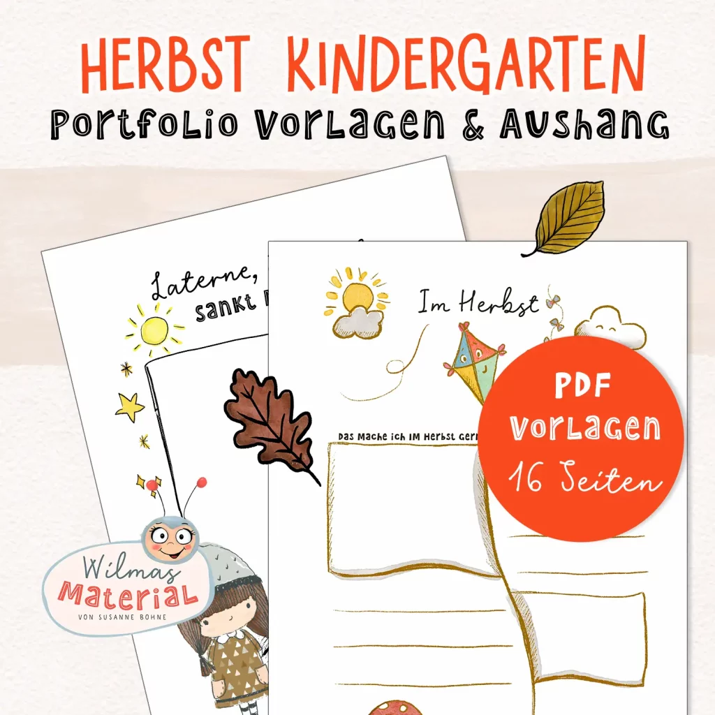 portfolio kindergarten pdf Herbstprojekt Kita Krippe Portfolio Herbst Wilma Wochenwurm Wilmas Material