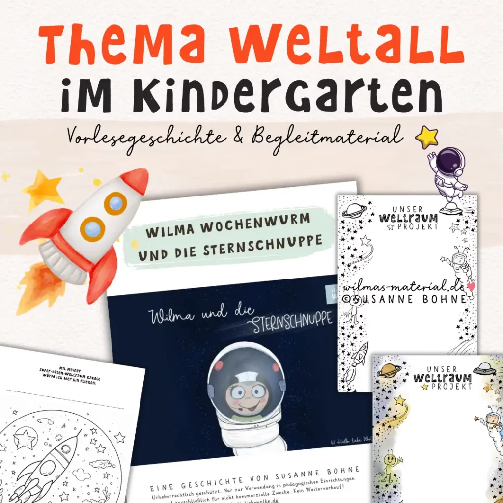 projekt weltraum kindergarten wilmas material sternschnuppe prickeln portfolio