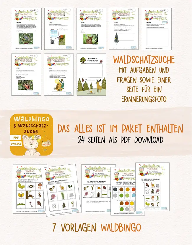 schnitzeljagd aufgaben wald pdf Waldbingo Waldschatzsuche Wilma Wochenwurm